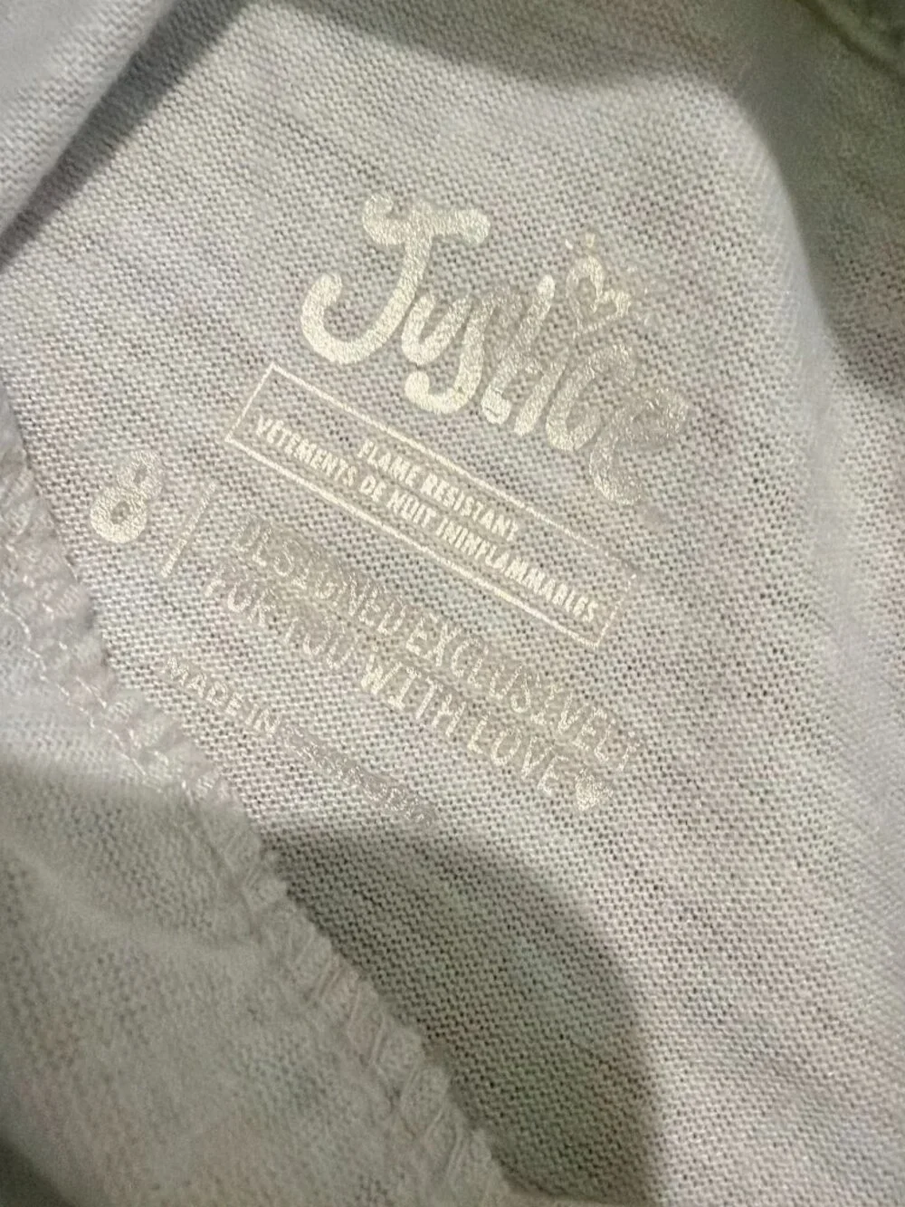 Justice Girls Gray Hooded Long Sleeve Graphic Dress Size 8 Letter T